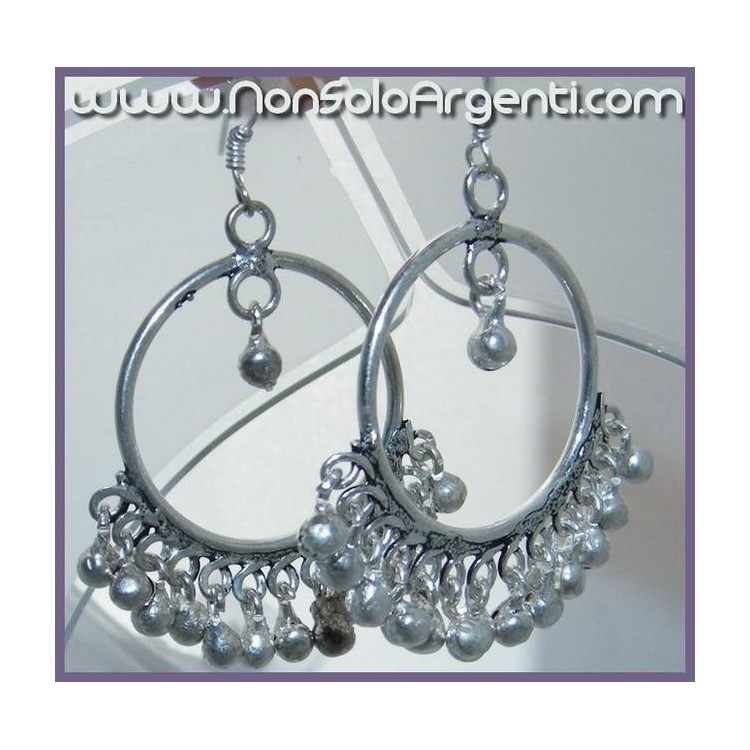 NSA|Orecchini Argento 925 ad Anelle con ciondoli di campanelli 16 gr