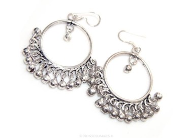 NSA|Orecchini Argento 925 ad Anelle con ciondoli di campanelli 16 gr