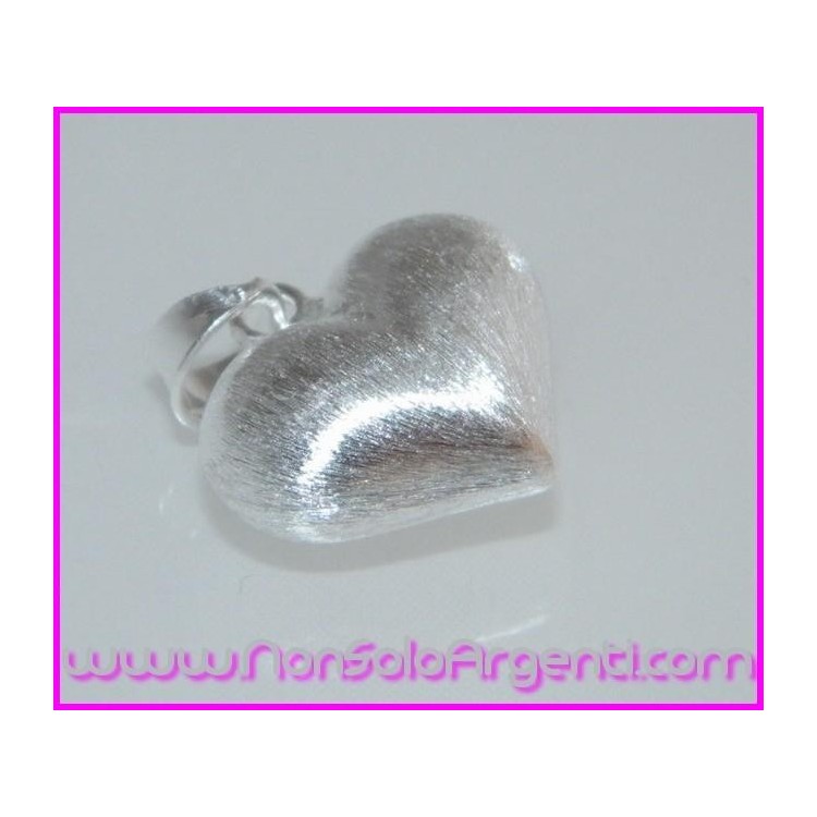 NSA|Ciondolo Argento 925 : Cuore bombato Satinato chiaro