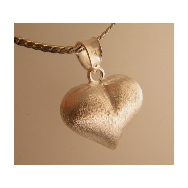 NSA|Ciondolo Argento 925 : Cuore bombato Satinato chiaro