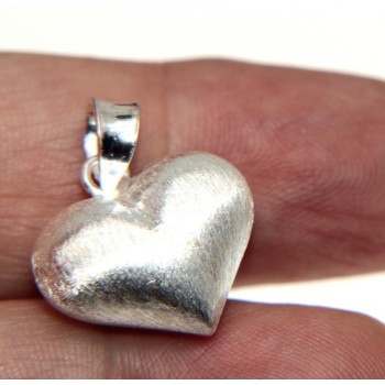 NSA|Ciondolo cuore argento 925 bombato Satinato chiaro per uomo e donna