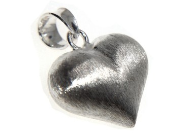 NSA|Ciondolo cuore argento 925 bombato Satinato chiaro per uomo e donna