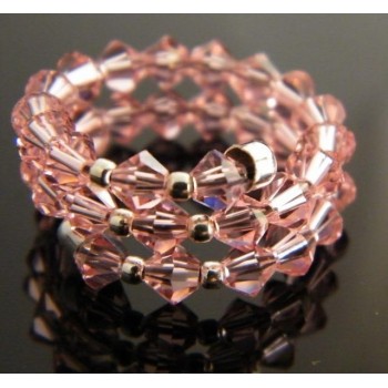 NSA|Anello a molla Argento 925 Con Swarovski Bicono Misura Unica Rosa