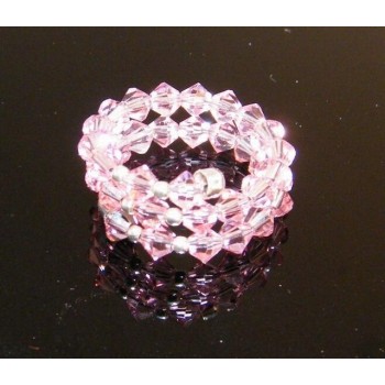 NSA|Anello a molla Argento 925 Con Swarovski Bicono Misura Unica Rosa