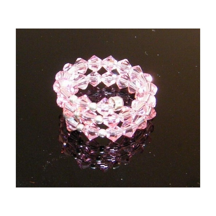 NSA|Anello a molla Argento 925 Con Swarovski Bicono Misura Unica Rosa