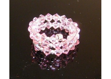 NSA|Anello a molla Argento 925 Con Swarovski Bicono Misura Unica Rosa