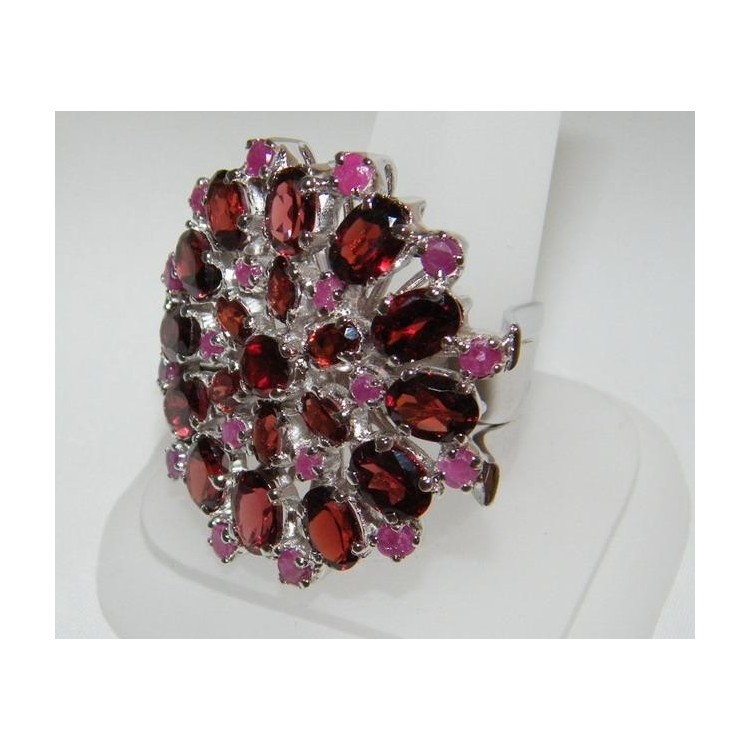 NSA|Argento 925 : Anello in argento 925 con Granato e Radice di Rubino