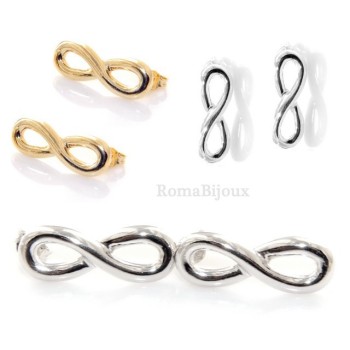NSA|Argento 925 : orecchini donna con il simbolo dell' infinito fintura oro bianco, giallo o chiaro