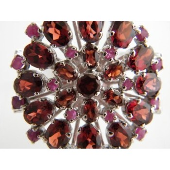 NSA|Anello in argento 925 con Granato e Radice di Rubino toppa tondo misura 19 donna