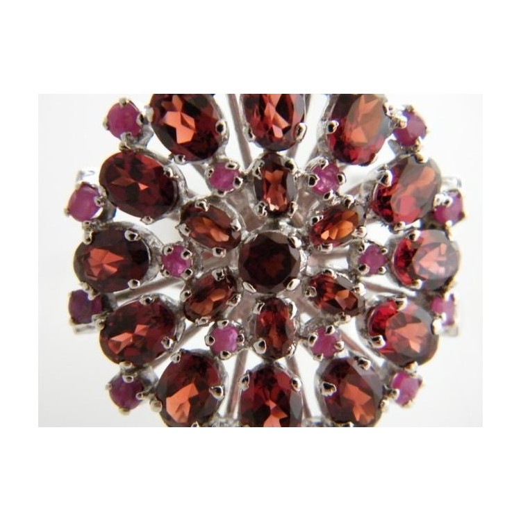 NSA|Anello in argento 925 con Granato e Radice di Rubino toppa tondo misura 19 donna