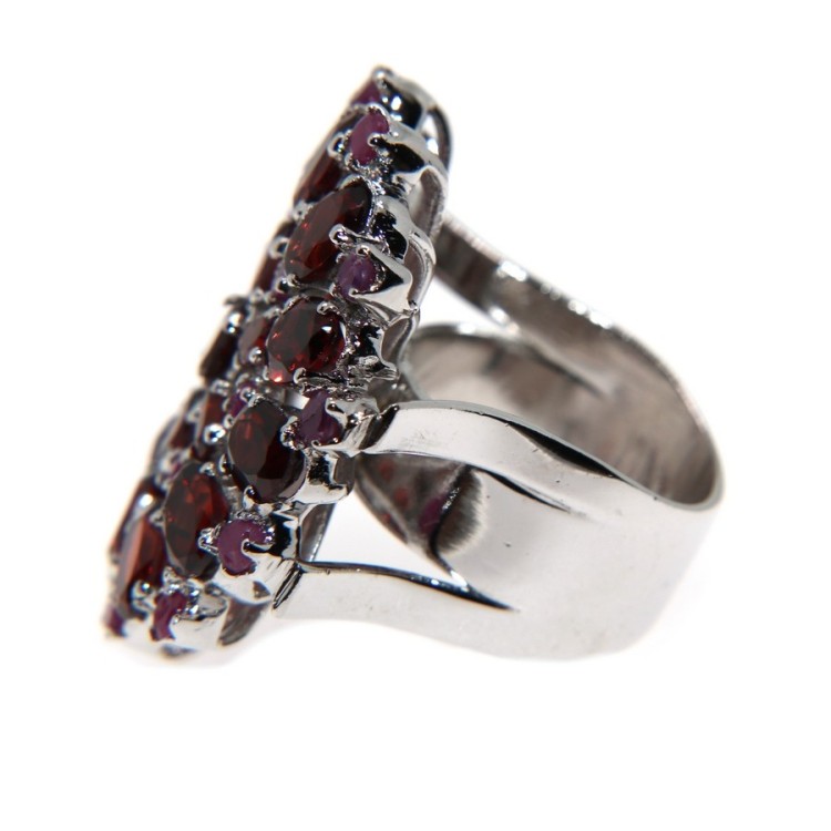 NSA|Argento 925 : Anello in argento 925 con Granato e Radice di Rubino