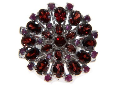 NSA|Anello in argento 925 con Granato e Radice di Rubino toppa tondo misura 19 donna