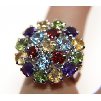 NSA|Anello in argento 925 con Topazio, peridoto, granato,Ametista, citrino misura 14 donna