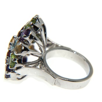 NSA|Anello in argento 925 con Topazio, peridoto, granato,Ametista, citrino misura 14 donna