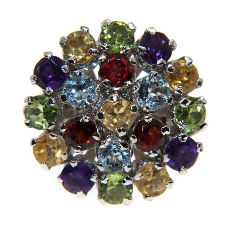 NSA|Argento 925 : Anello in argento 925 con Topazio, peridoto, granato,Ametista, citrino misura 14