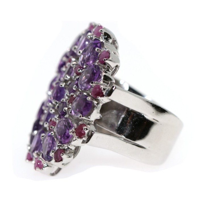 NSA|Anello in argento 925 con ametista e radice di rubino misura 19 donna