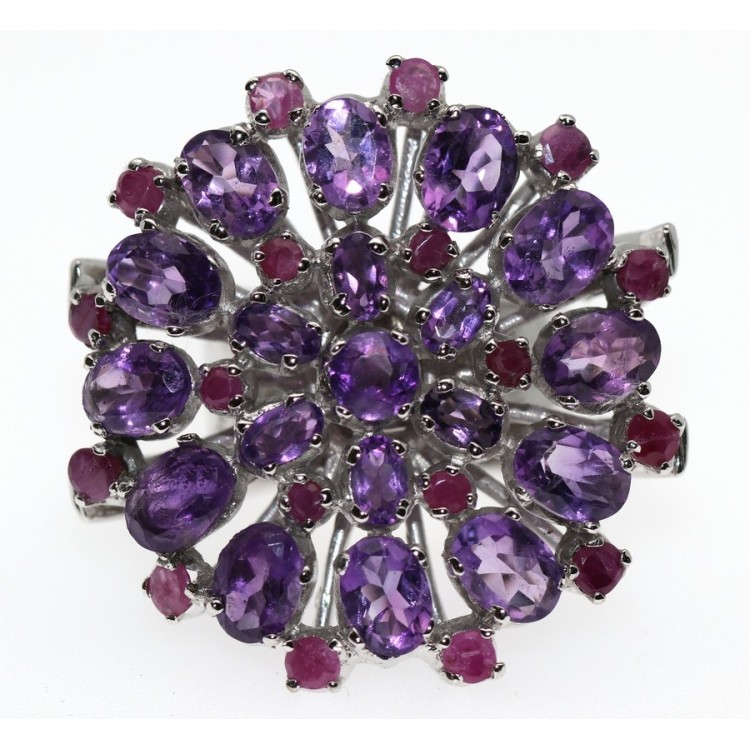 NSA|Anello in argento 925 con ametista e radice di rubino misura 19 donna