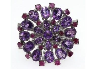 NSA|Argento 925 : Anello in argento 925 con Ametista e Radice di Rubino misura 19