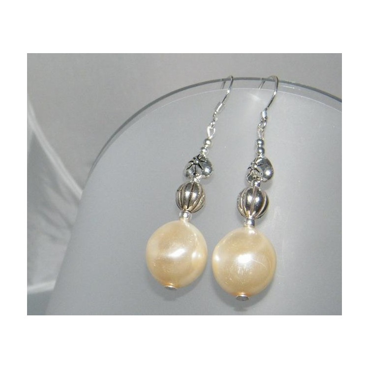 NSA|Argento 925 : Orecchini con ciondoli di perle resina e madreperla