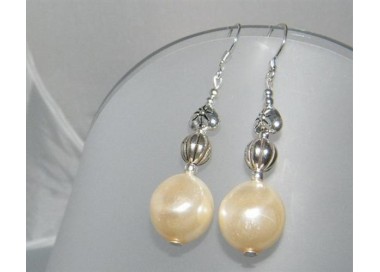 NSA|Argento 925 : Orecchini con ciondoli di perle resina e madreperla