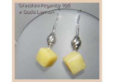 NSA|Argento 925 : Orecchini con ciondoli a cubetto di Giada Lemon