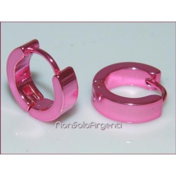 NSA|Orecchini ACCIAIO - Stainless Steel - anelle cerchi fluo rosa acceso
