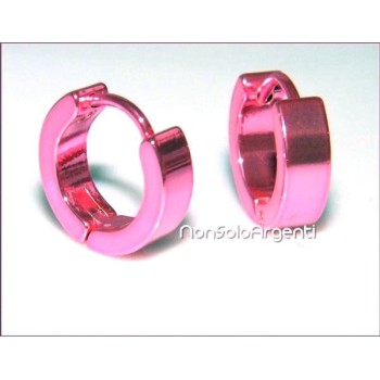 NSA|Orecchini ACCIAIO anelle cerchi fluo rosa acceso uomo donna