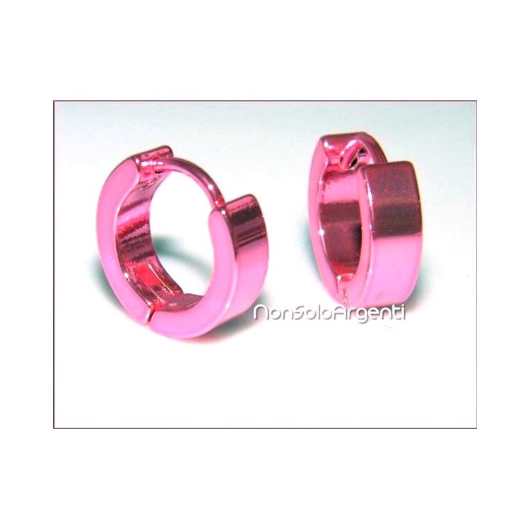 NSA|Orecchini ACCIAIO anelle cerchi fluo rosa acceso uomo donna