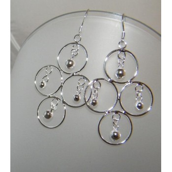 NSA|Orecchini pendenti Cerchietti in lega con placcatura argento