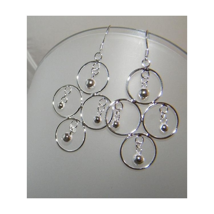 NSA|Orecchini pendenti Cerchietti in lega con placcatura argento