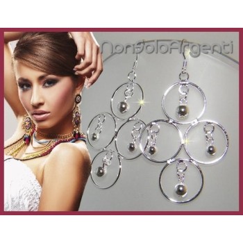 NSA|Orecchini pendenti Cerchietti in lega con placcatura argento