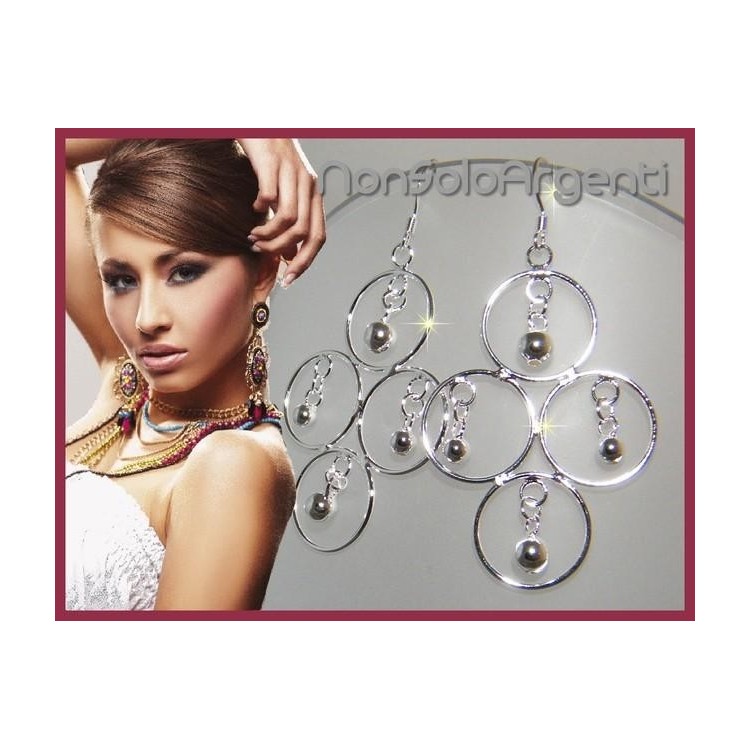 NSA|Orecchini pendenti Cerchietti in lega con placcatura argento