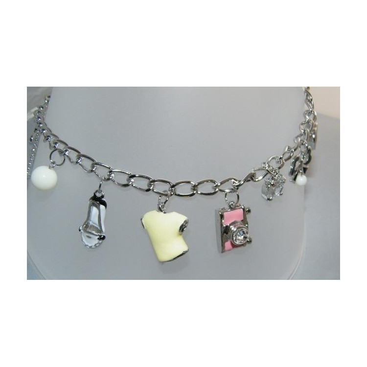 NSA|Bigiotteria : Collana color Argento con grandi ciondoli smaltati