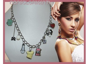 NSA|Bigiotteria : Collana color Argento con grandi ciondoli smaltati