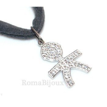 NSA|925: 44 cm Necklace Collier Venetian woman and child of white cubic zirconia
