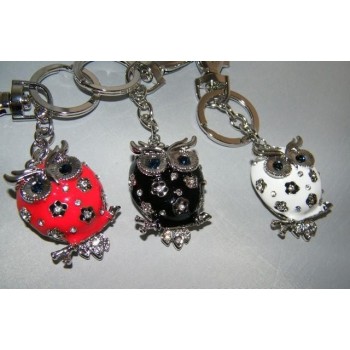 NSA|PORTACHIAVI Gioiello Con Grande Gufo Smaltato e Strass