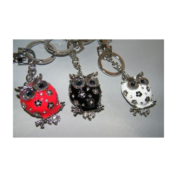 NSA|PORTACHIAVI Gioiello Con Grande Gufo Smaltato e Strass