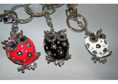 NSA|PORTACHIAVI Gioiello Con Grande Gufo Smaltato e Strass