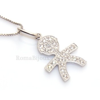 NSA|925: 44 cm Necklace Collier Venetian woman and child of white cubic zirconia