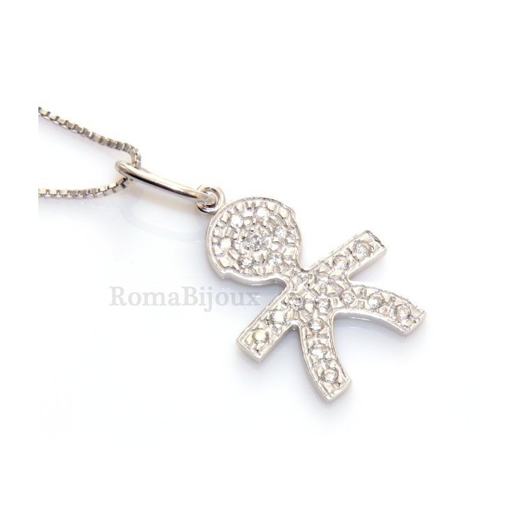 NSA|Argento 925 : Collana Collier donna veneziana 44 cm e bambina di zirconi bianchi