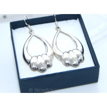 NSA|Earrings Silver 925 Oval rounded worked pendants woman