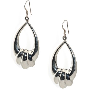 NSA|Earrings Silver 925 Oval rounded worked pendants woman