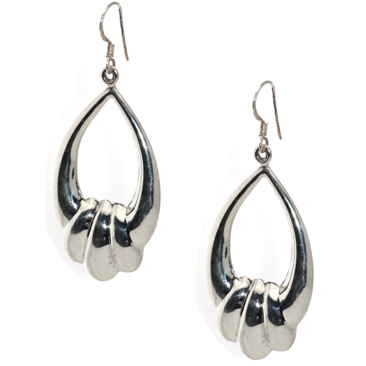 NSA|Earrings Silver 925 Oval rounded worked pendants woman