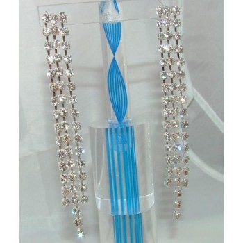 NSA|Bigiotteria : Orecchini colore Argento a 3 File di Strass