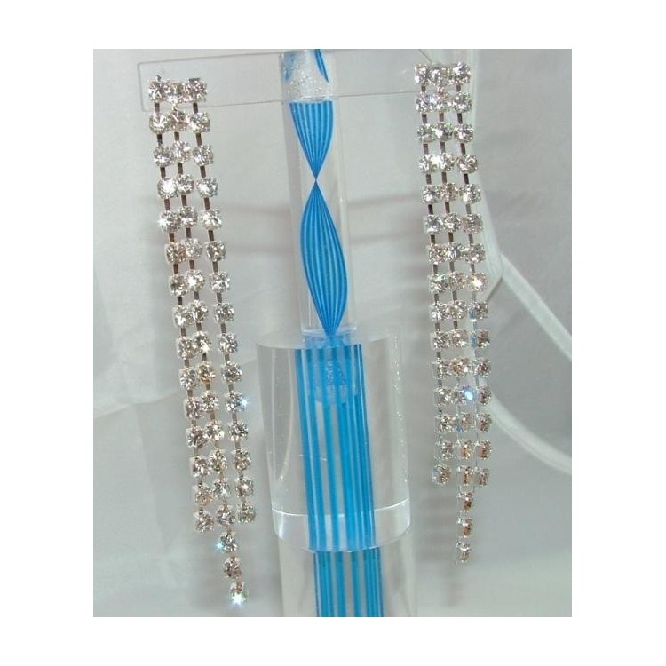 NSA|Bigiotteria : Orecchini colore Argento a 3 File di Strass