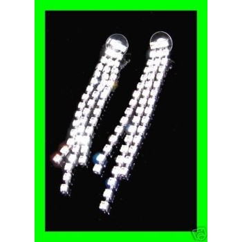 NSA|Bigiotteria : Orecchini colore Argento a 3 File di Strass