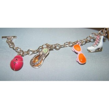 NSA|Bigiotteria : Braccialetto color oro rosa con grandi ciondoli smaltati