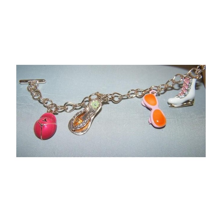 NSA|Bigiotteria : Braccialetto color oro rosa con grandi ciondoli smaltati