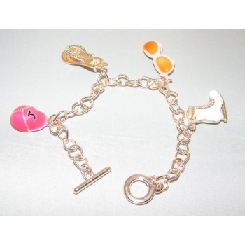 NSA|Bigiotteria : Braccialetto color oro rosa con grandi ciondoli smaltati