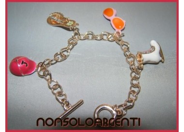 NSA|Bigiotteria : Braccialetto color oro rosa con grandi ciondoli smaltati